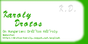 karoly drotos business card